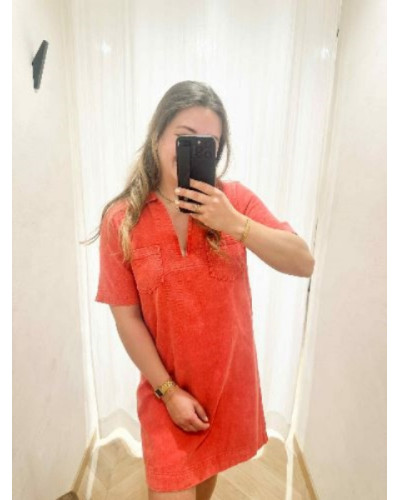 Robe en jean rouge Emeline