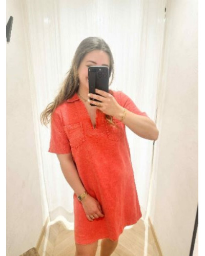 Robe en jean rouge Emeline
