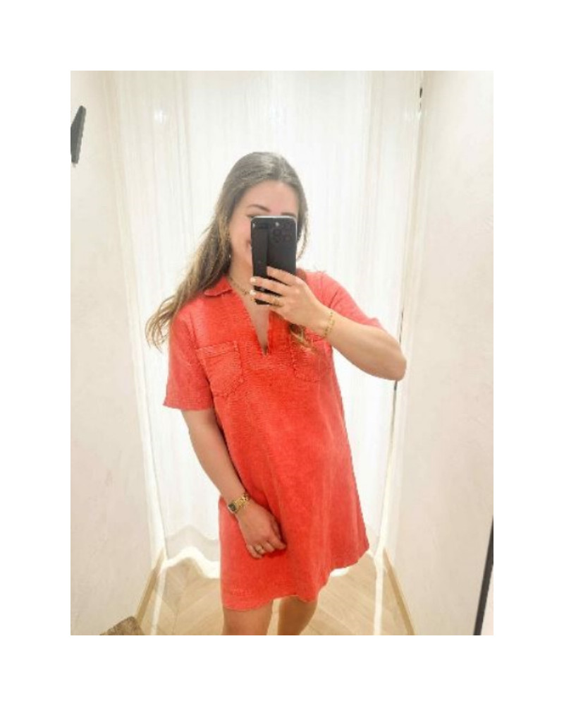 Robe en jean rouge Emeline