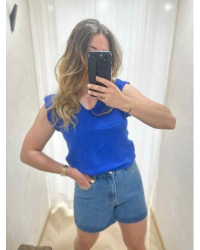 Top gaze de coton bleu roi