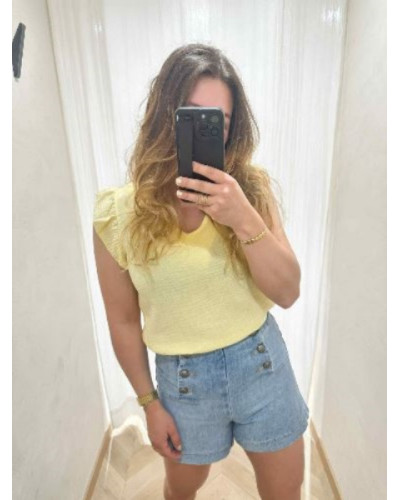 Top gaze de coton jaune