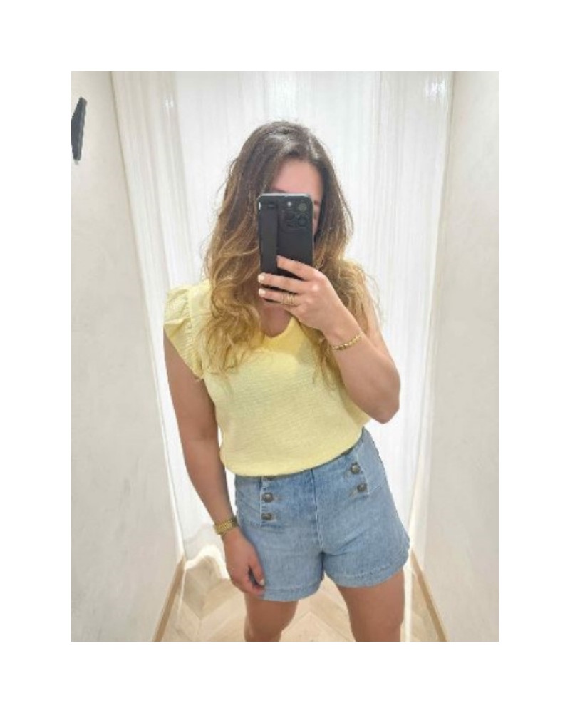 Top gaze de coton jaune