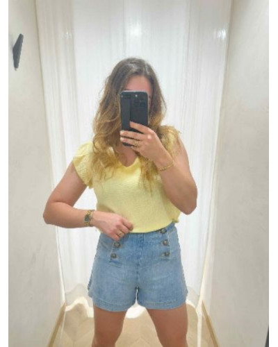 Top gaze de coton jaune
