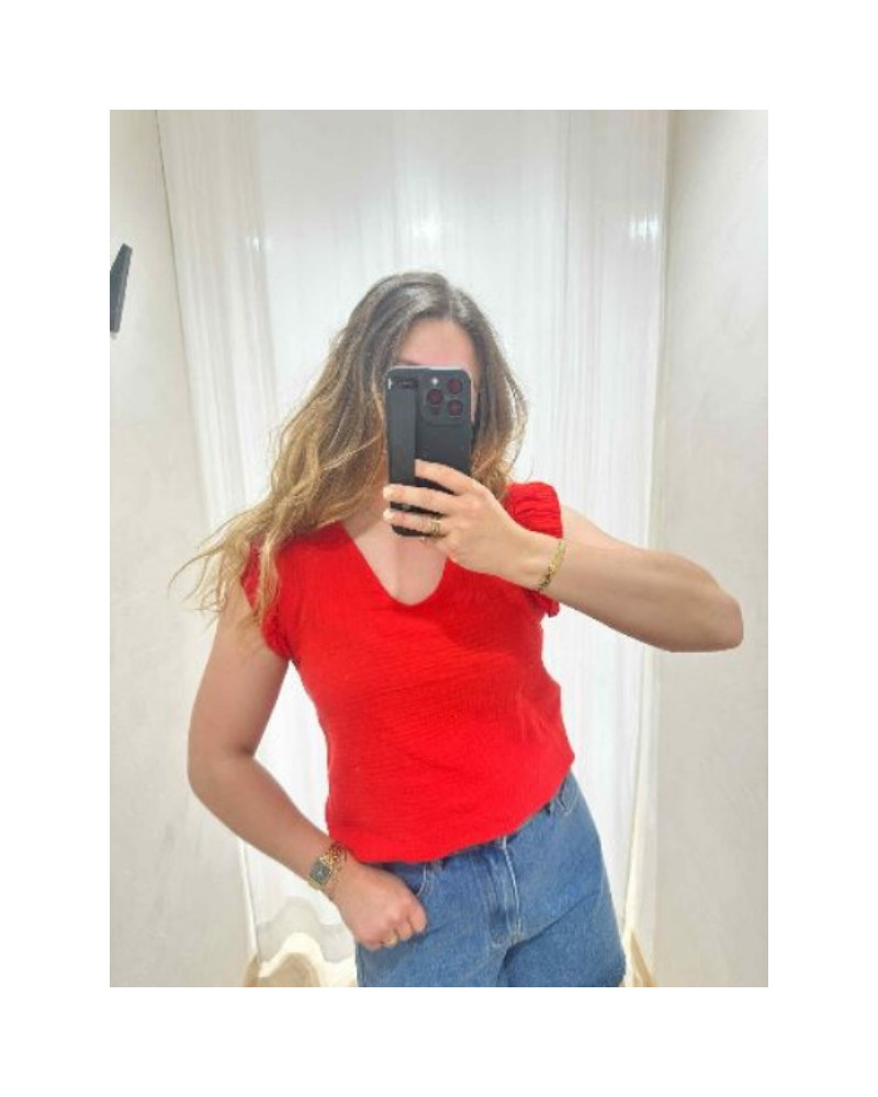 Top gaze de coton rouge