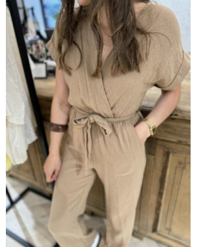 Combinaison gaze de coton marron