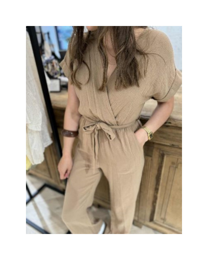 Combinaison gaze de coton marron