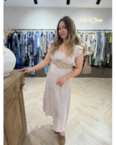 Robe longue gaze de coton beige