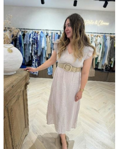Robe longue gaze de coton beige