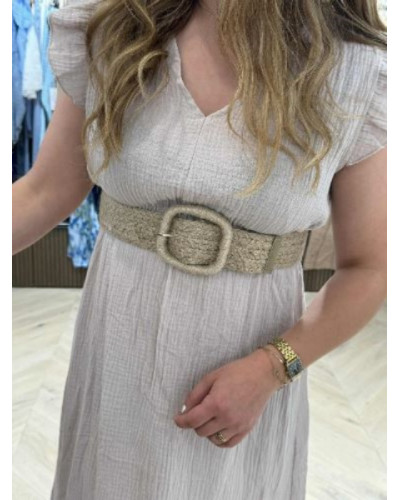 Robe longue gaze de coton beige
