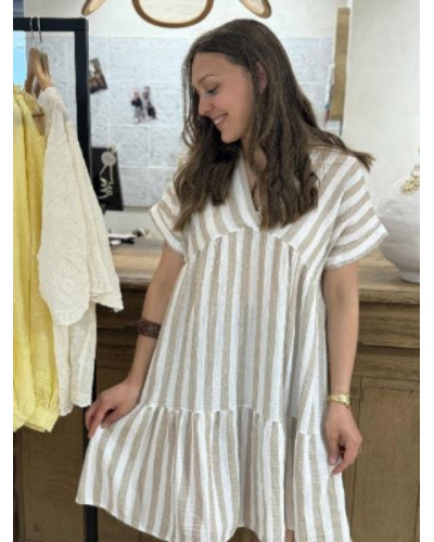 Robe beige rayures