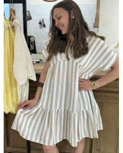 Robe beige rayures