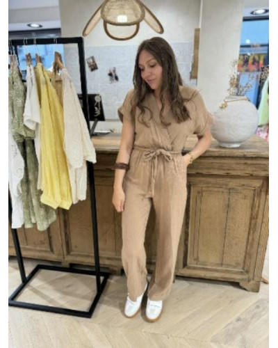 Combinaison gaze de coton marron