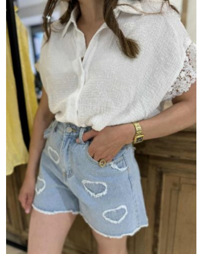 Short en jean coeurs