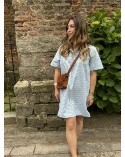 Robe rayée bleu ciel