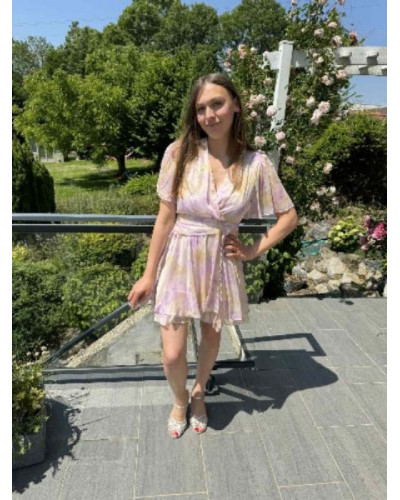 Robe fluide violet et jaune