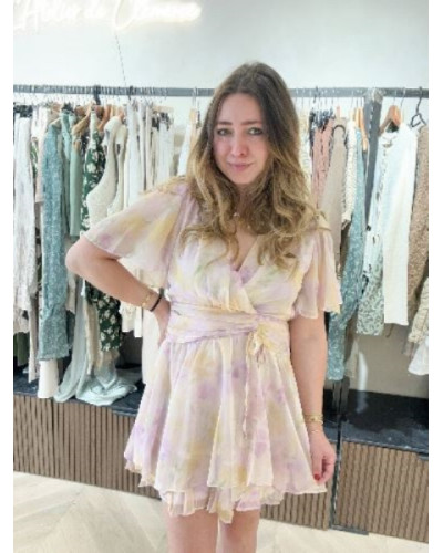 Robe fluide violet et jaune