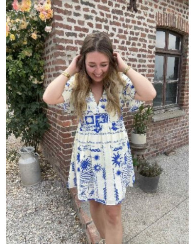 robe imprimée bleu