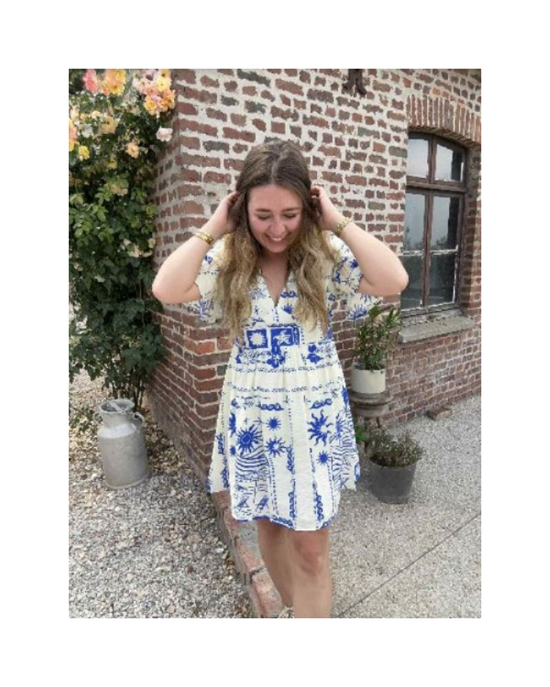 robe imprimée bleu