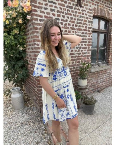 robe imprimée bleu