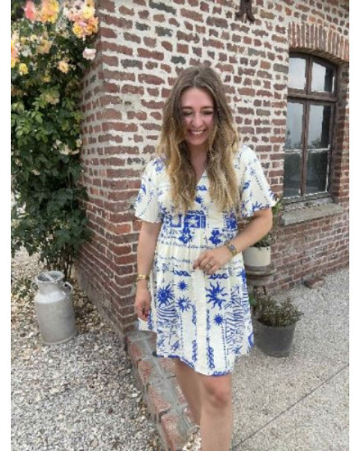 robe imprimée bleu
