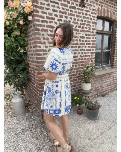 robe imprimée bleu