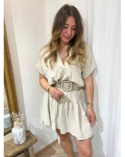 Robe gaze de coton beige