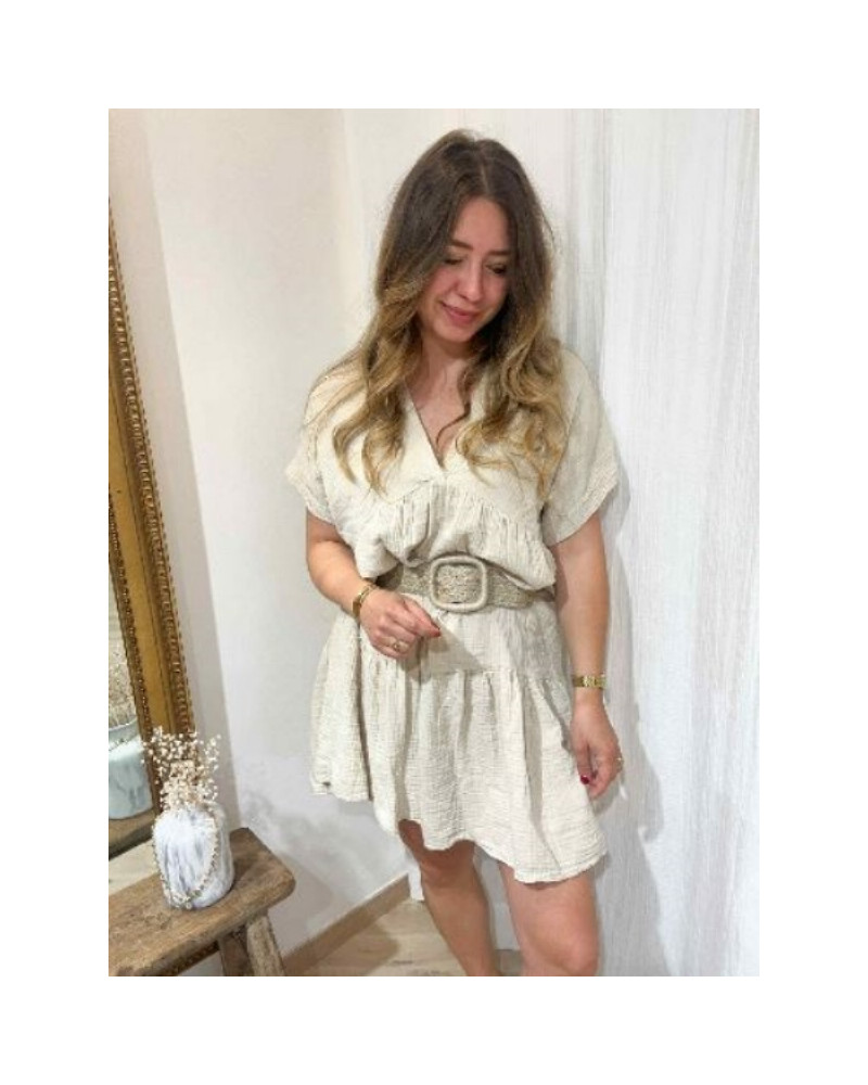 Robe gaze de coton beige