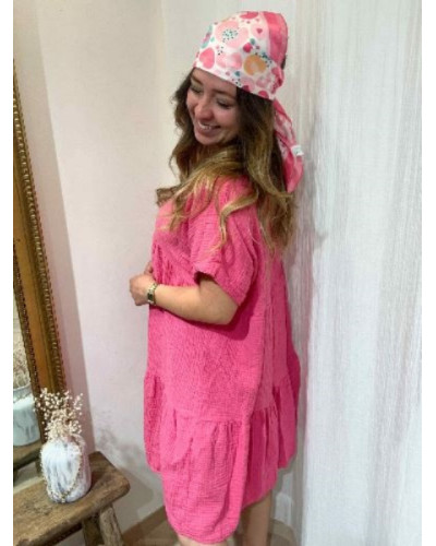Robe gaze de coton rose