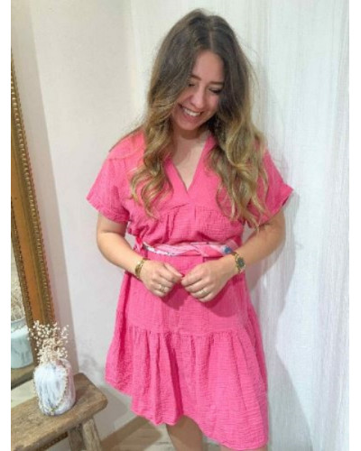 Robe gaze de coton rose