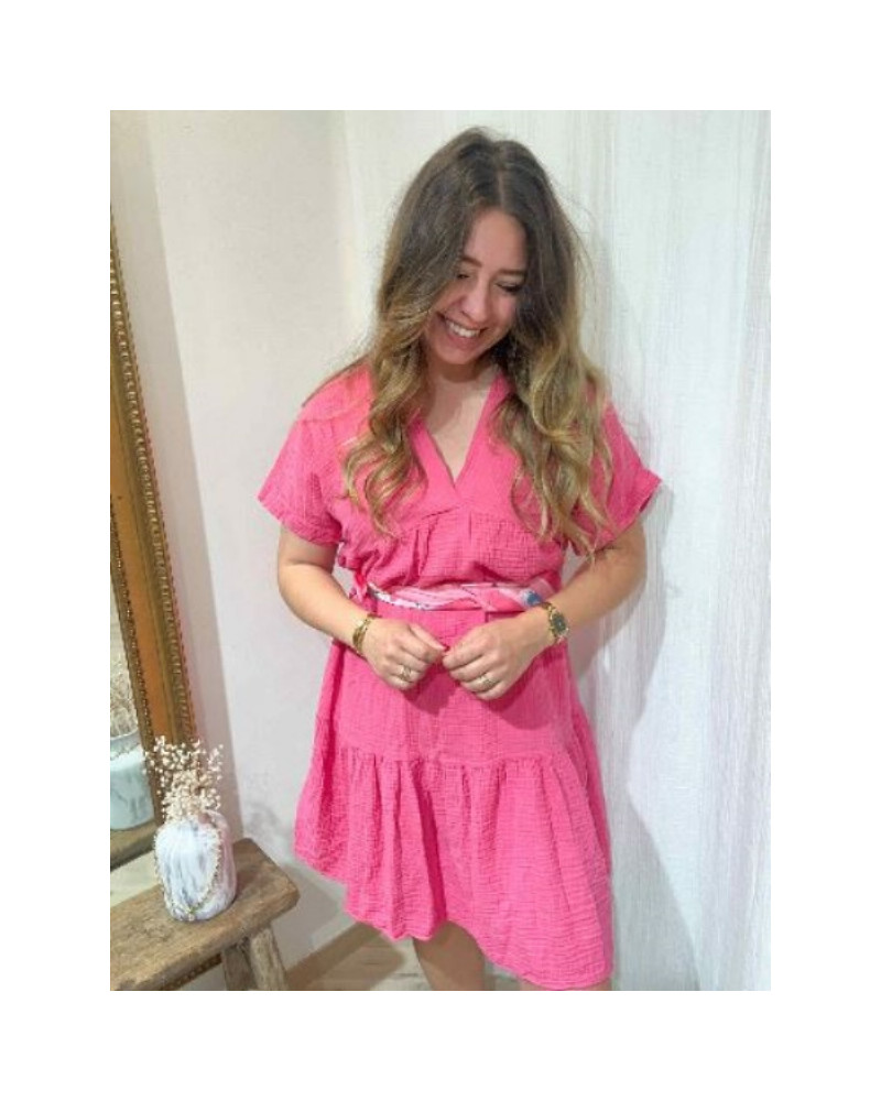 Robe gaze de coton rose