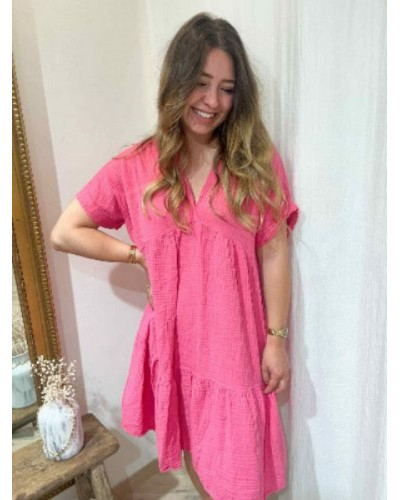 Robe gaze de coton rose