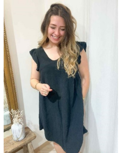 Robe gaz de coton noir