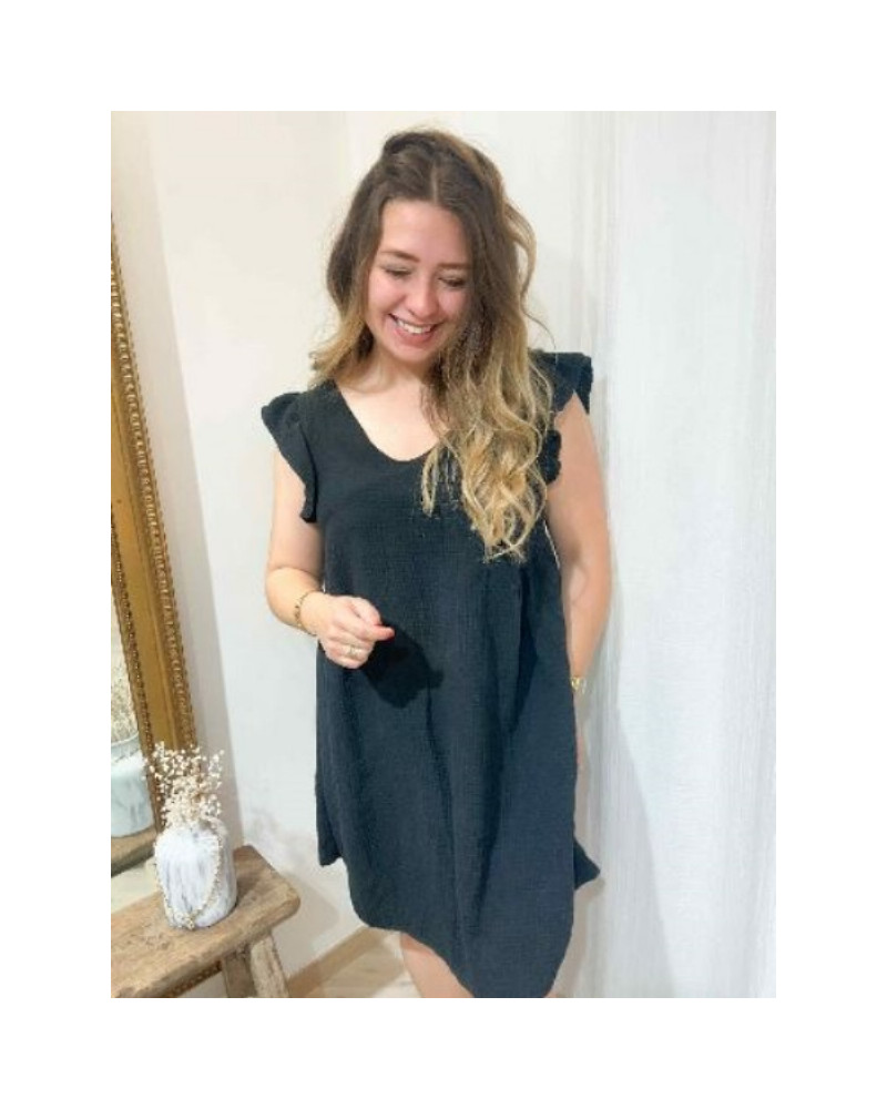 Robe gaz de coton noir