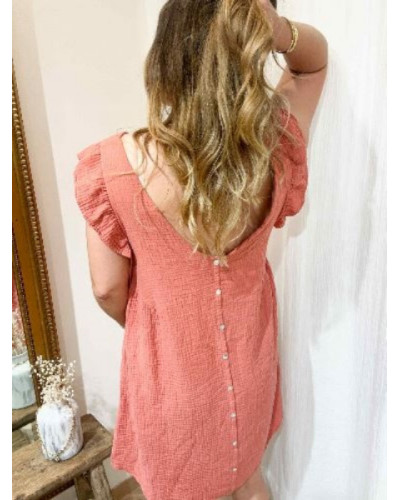 Robe gaz de coton vieux rose
