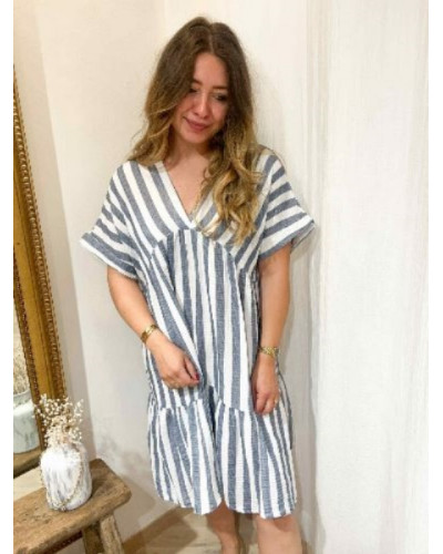 Robe rayée bleu marine