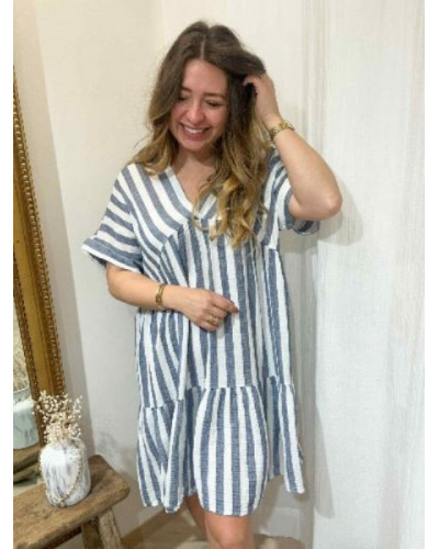 Robe rayée bleu marine