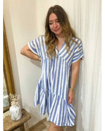 Robe rayée bleu jean