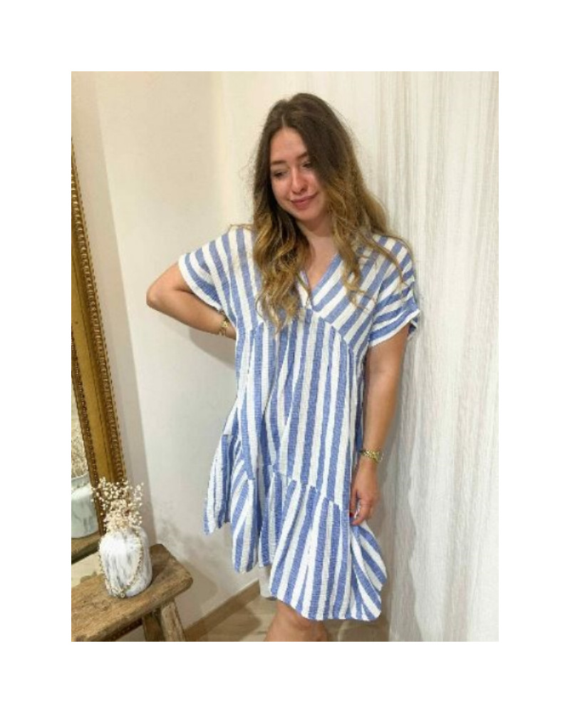 Robe rayée bleu jean