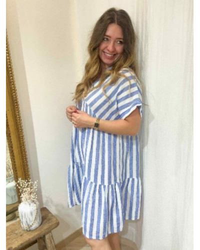 Robe rayée bleu jean