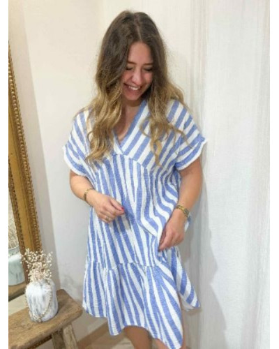 Robe rayée bleu jean