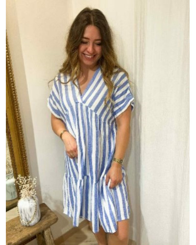 Robe rayée bleu jean