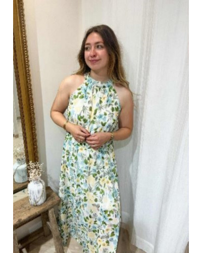 Robe longue vert jaune