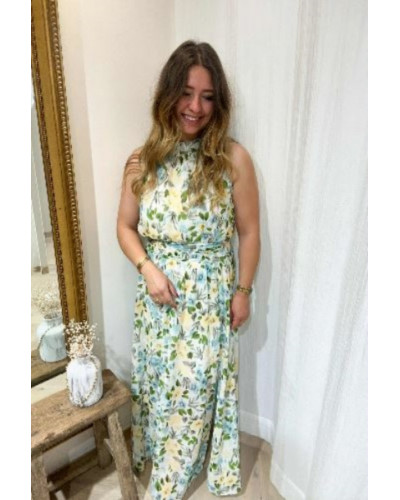 Robe longue vert jaune
