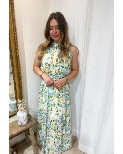 Robe longue vert jaune