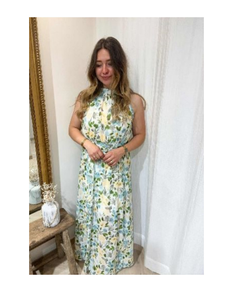 Robe longue vert jaune