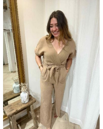 Combinaison gaze de coton marron