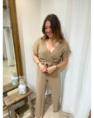 Combinaison gaze de coton marron