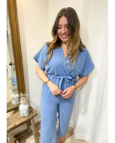 Combinaison pantalon fluide bleu jean