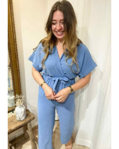 Combinaison pantalon fluide bleu jean
