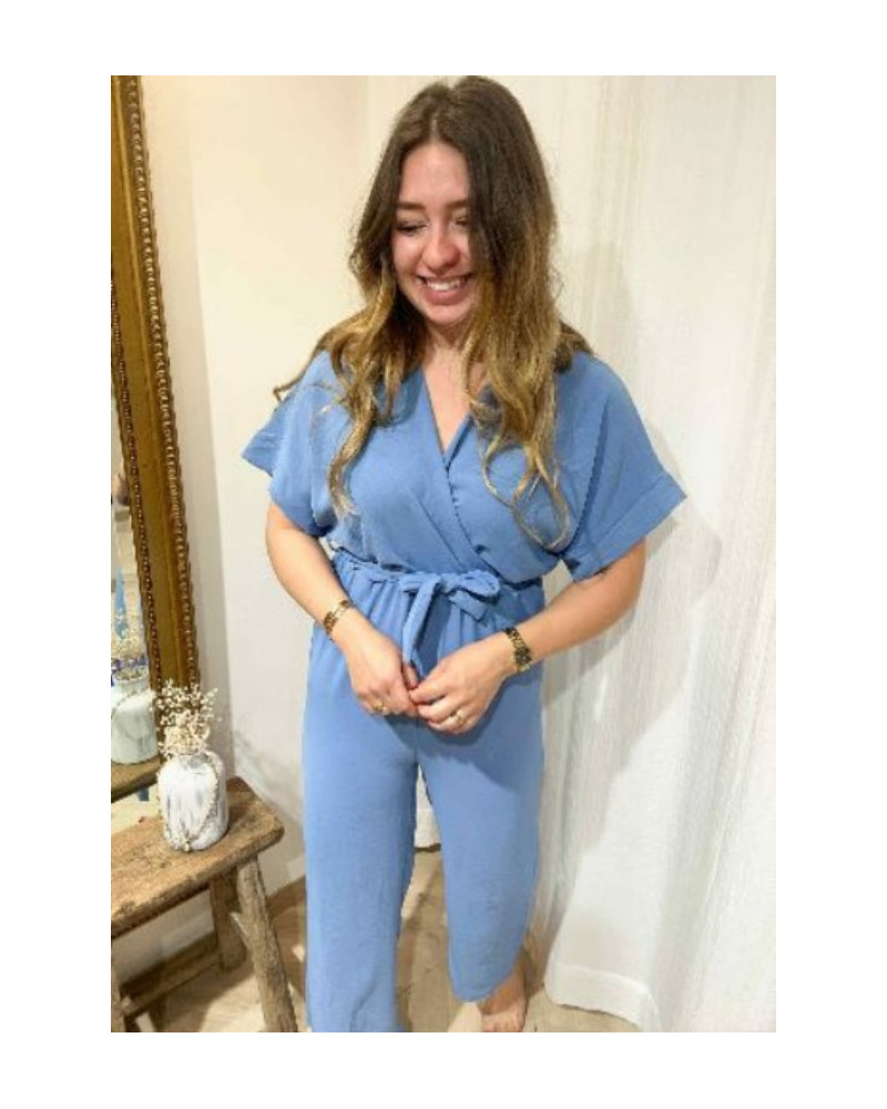 Combinaison pantalon fluide bleu jean